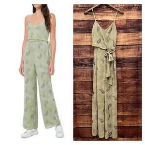 MICHAEL Michael Kors Light Green Paisley Wrap Jumpsuit Sleeveless Size Medium